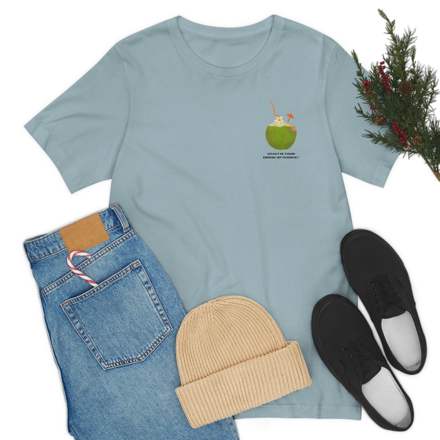 T-Shirt Bella + Canva Drink of Choice Coconut Unisex Jersey Short Sleeve Tee Tropical Vacation