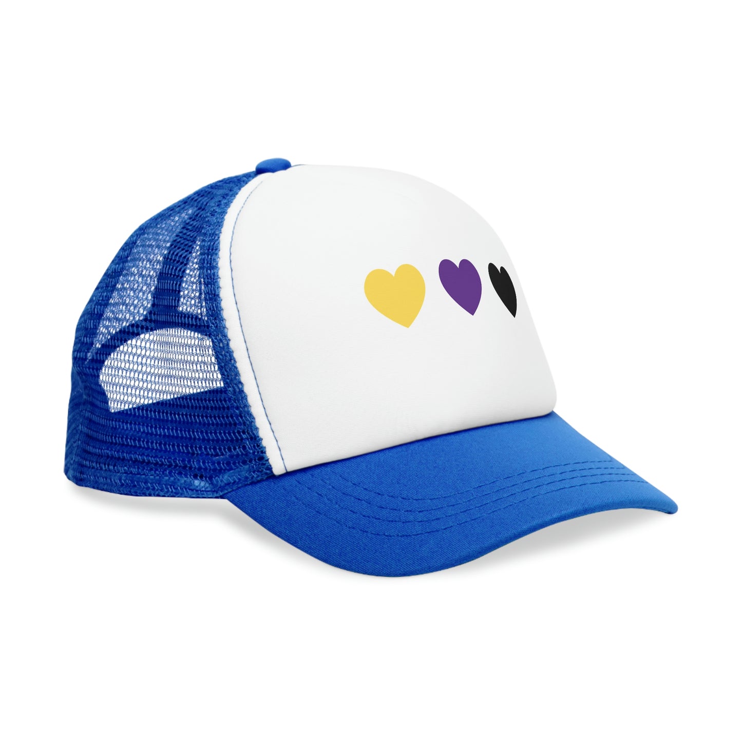 Trucker Hat Unisex Hearts Yellow Purple Black Non Binary Colors