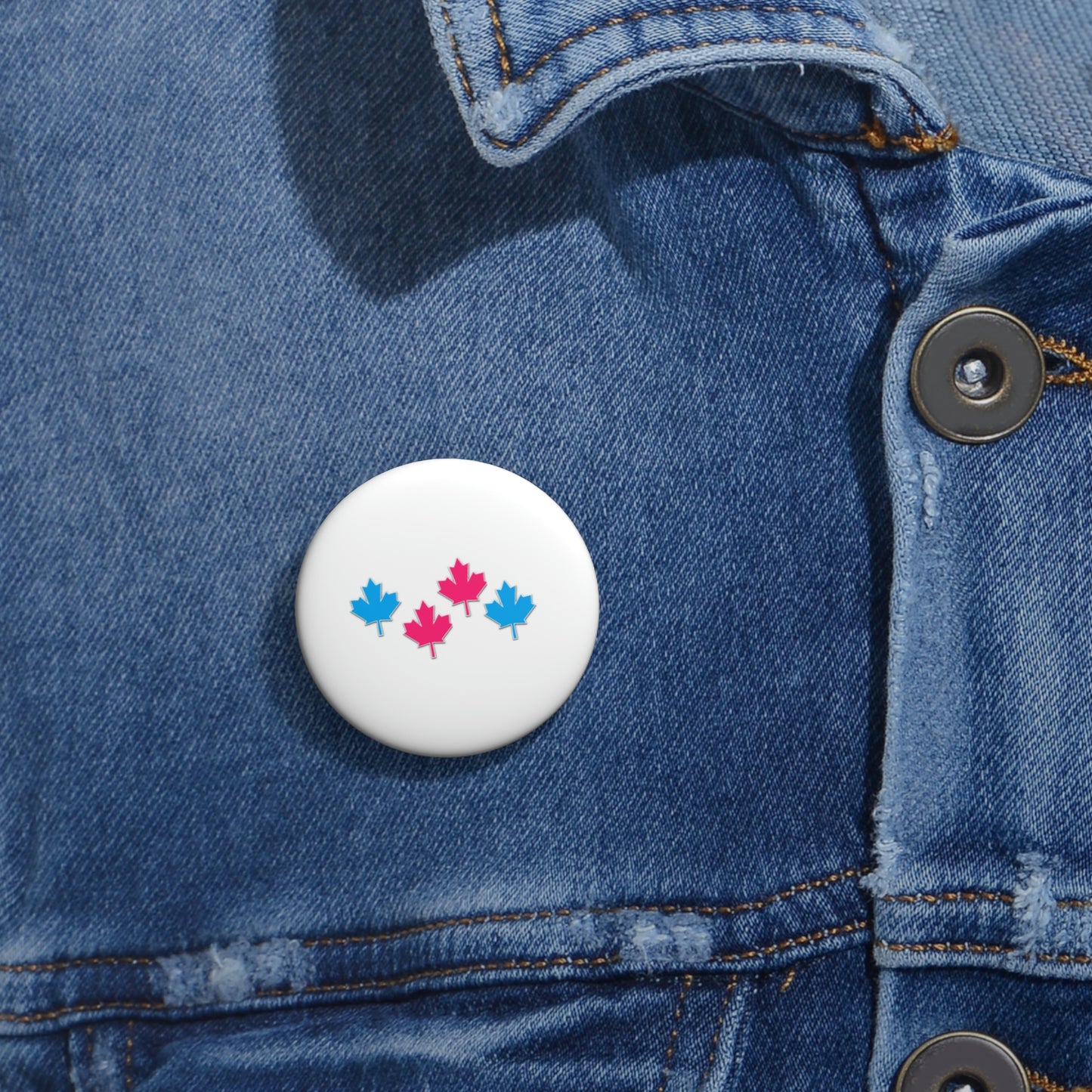 Buttons Pin Maple Leaf Transgender Flag Colors