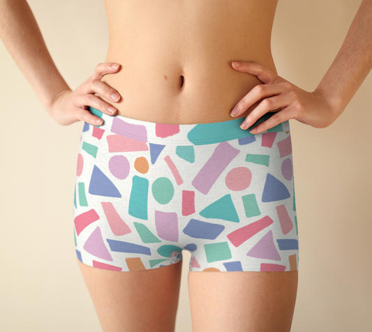 Boy Shorts Underwear Panties for Women Colorful Shapes Pastel