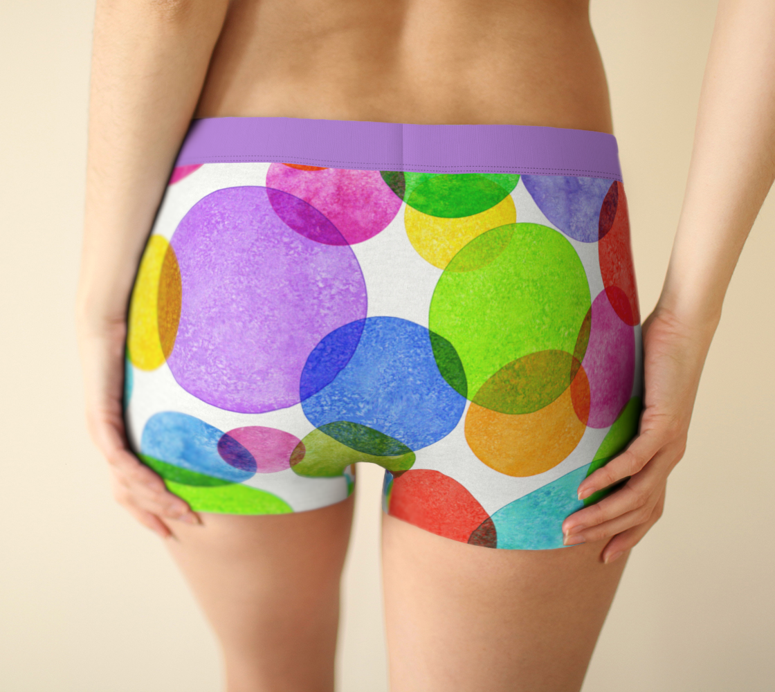 Boy Shorts Underwear Panties for Women Colorful  Circles Polka Dots Boxer Briefs