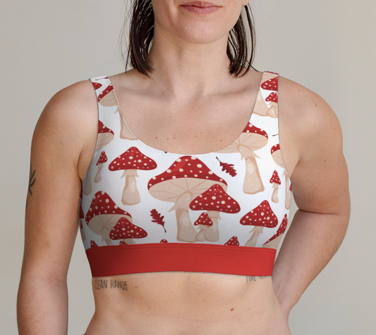 Sports Bra For Women Comfortable Mushrooms Red