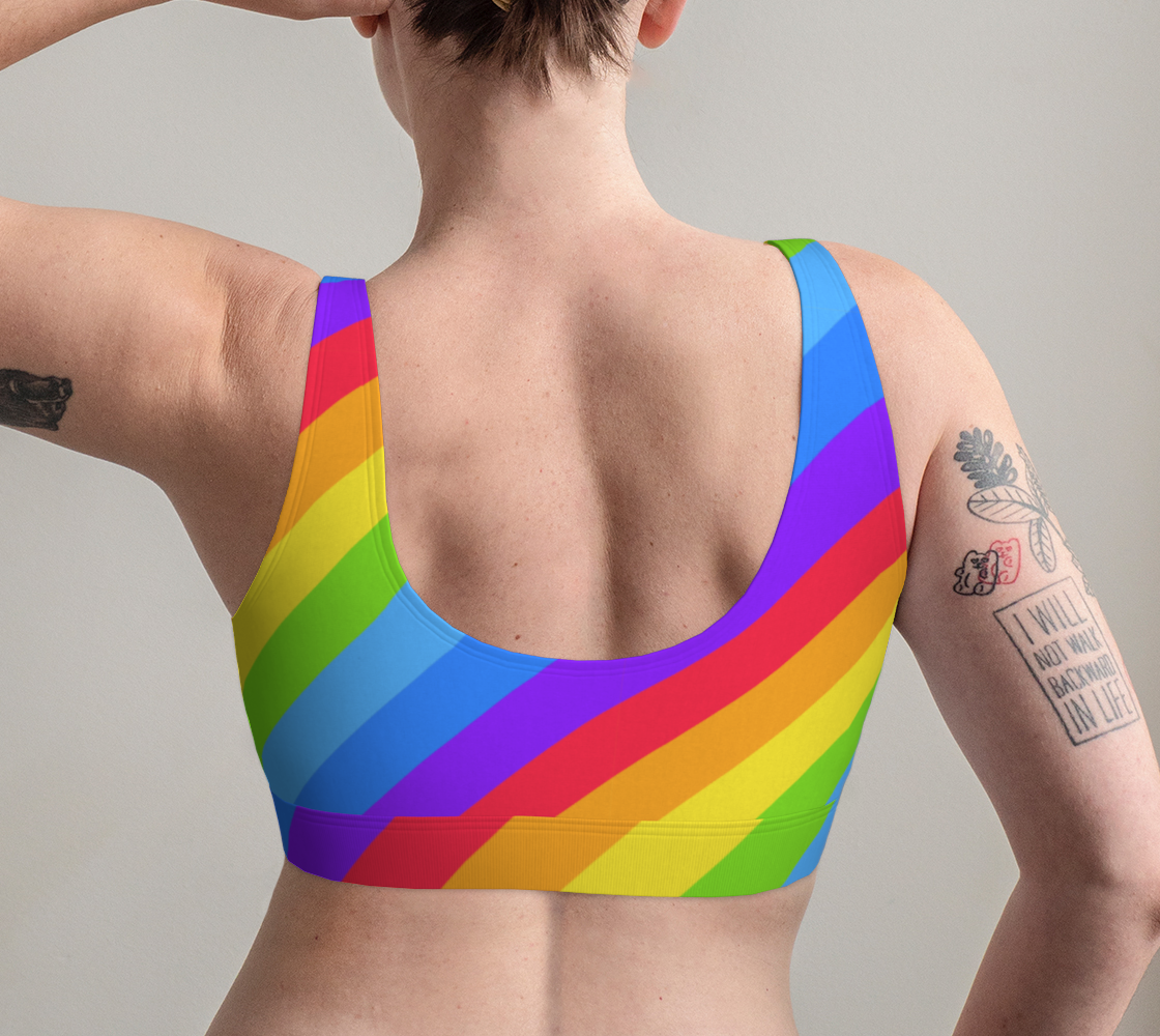 Sports Bra For Women Comfortable Diagonal Rainbow Stripes