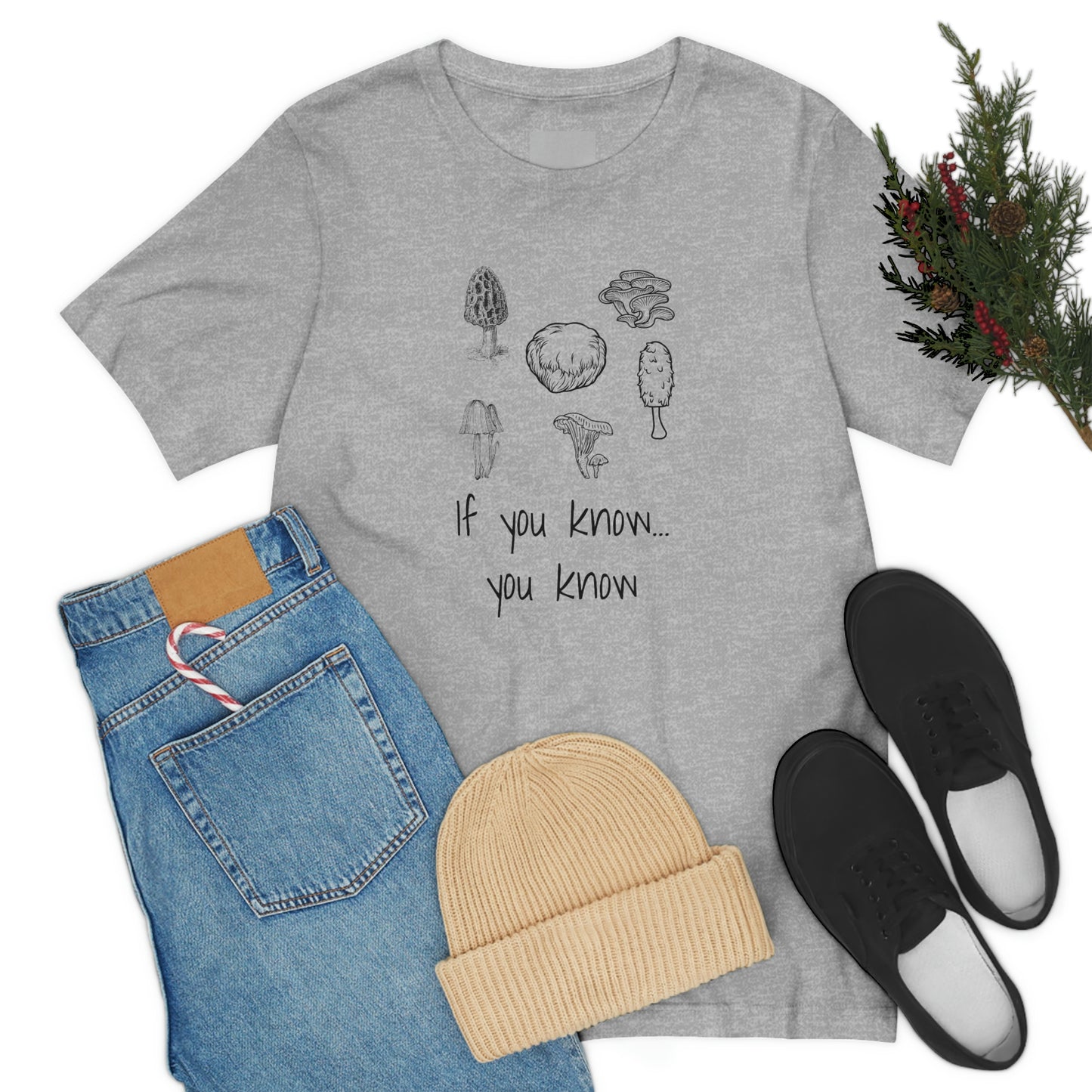 T-Shirt Bella + Canva If You Know You Know Mushroom Unisex Jersey Short Sleeve Tee Cottage Core