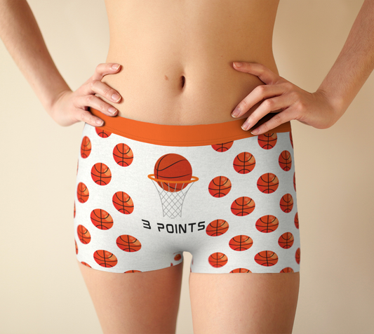 Boy Shorts Underwear Panties for Women with Basketballs 3 points