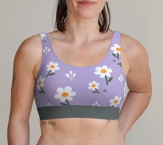 Sports Bra For Women Comfortable Daisy Purple