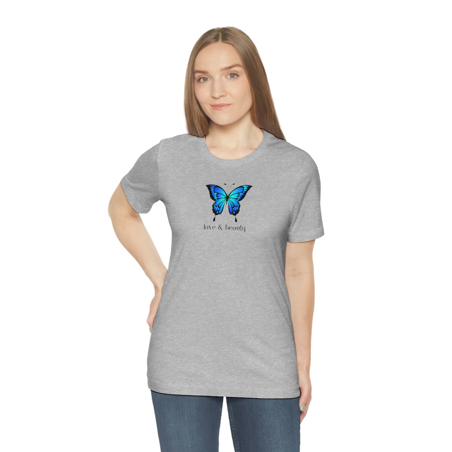 T-Shirt Bella + Canva Love Beauty Butterfly  Unisex Jersey Short Sleeve Tee Gift for Her Womens Girls