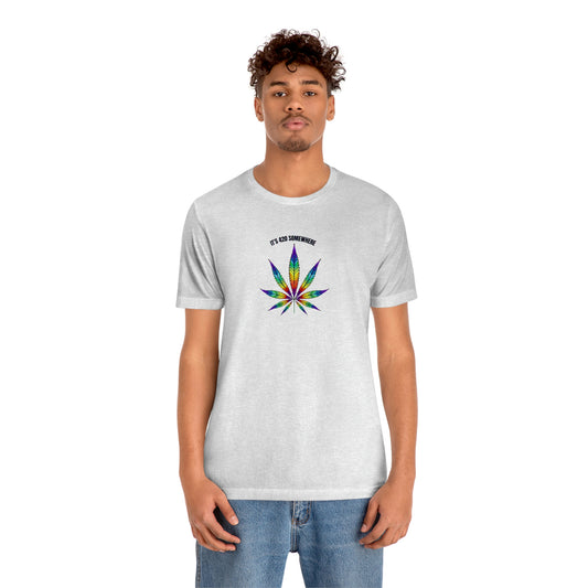 T-Shirt Bella + Canva It's 420 Somewhere Unisex Jersey Short Sleeve Tee Retro Weed Cannabis