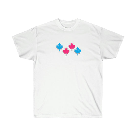 T-Shirt Gildan Unisex Cotton Tee Maple Leaf Cotton Candy Pink Blue