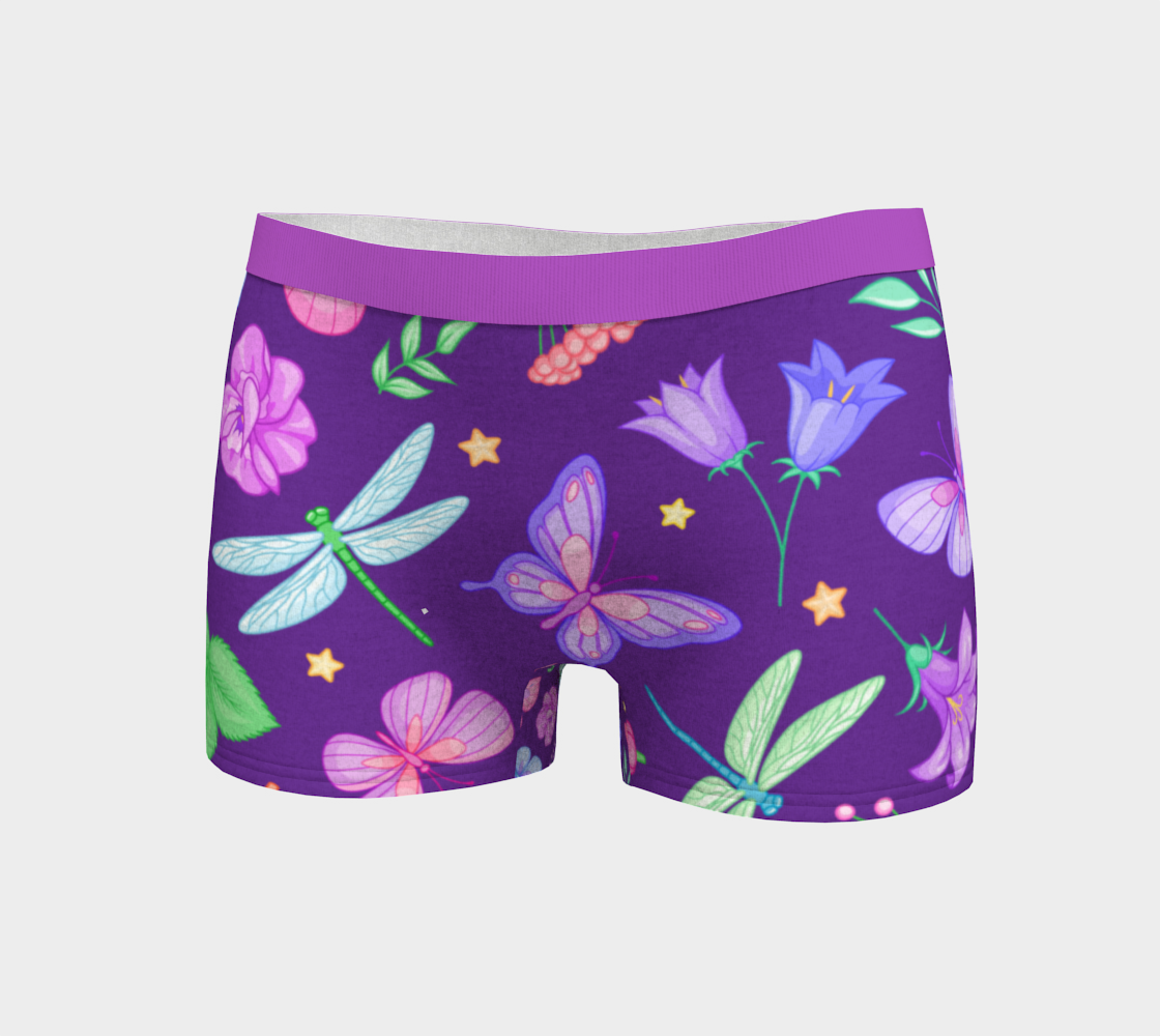 Boy Shorts Underwear Panties for Women Dragonfly Butterfly Purple