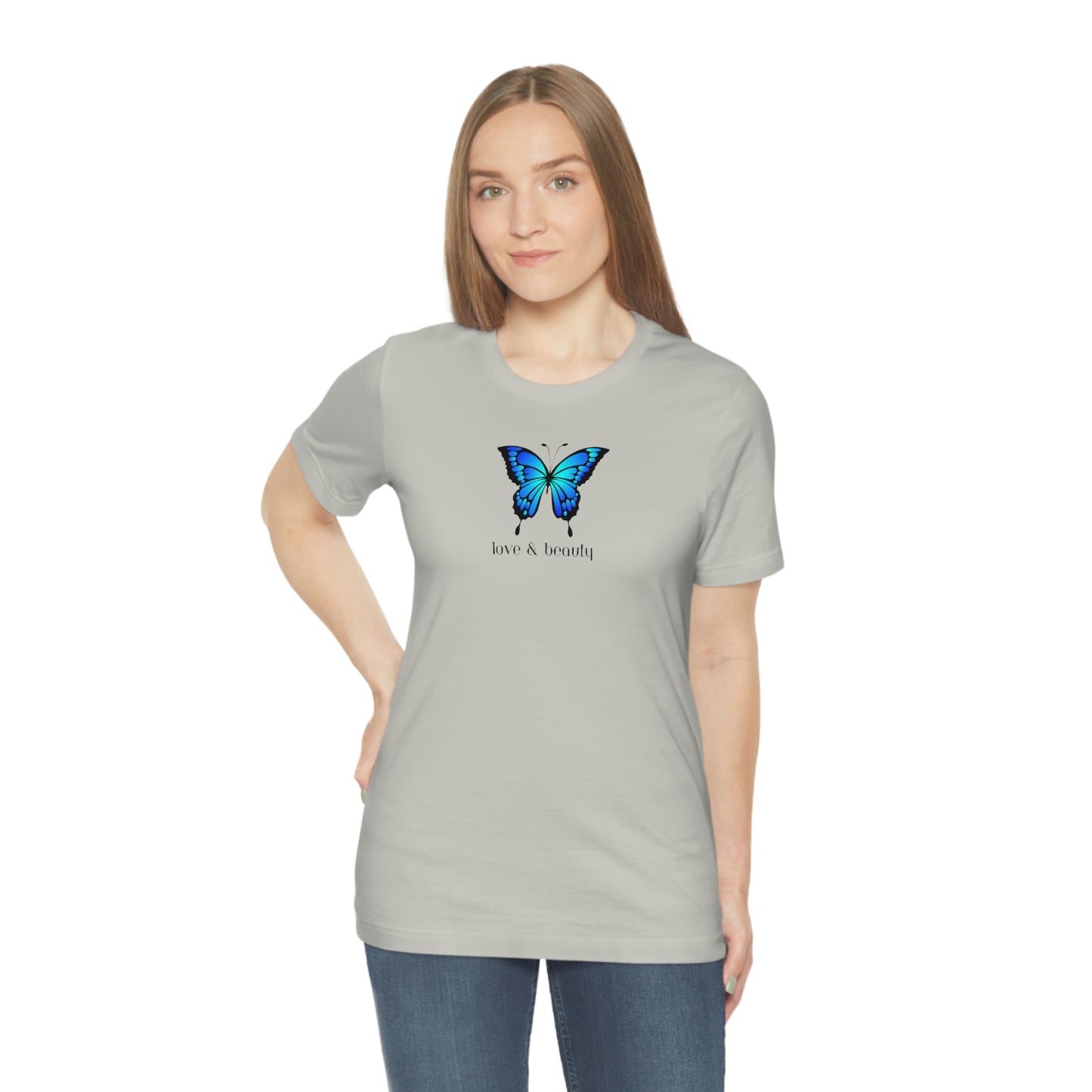 T-Shirt Bella + Canva Love Beauty Butterfly  Unisex Jersey Short Sleeve Tee Gift for Her Womens Girls