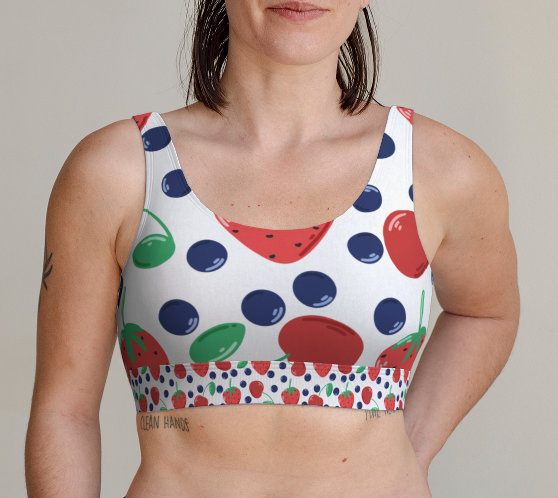 Sports Bra Friut Cherries Strawberries