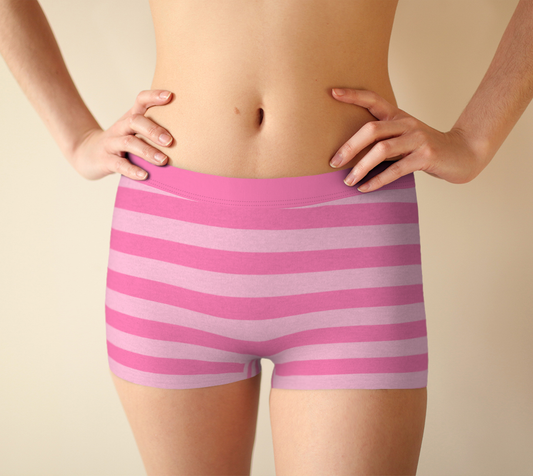 Boy Shorts Underwear Panties for Women Pink Stripes