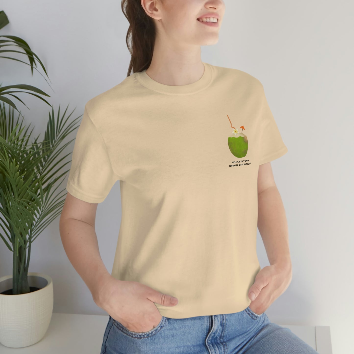 T-Shirt Bella + Canva Drink of Choice Coconut Unisex Jersey Short Sleeve Tee Tropical Vacation