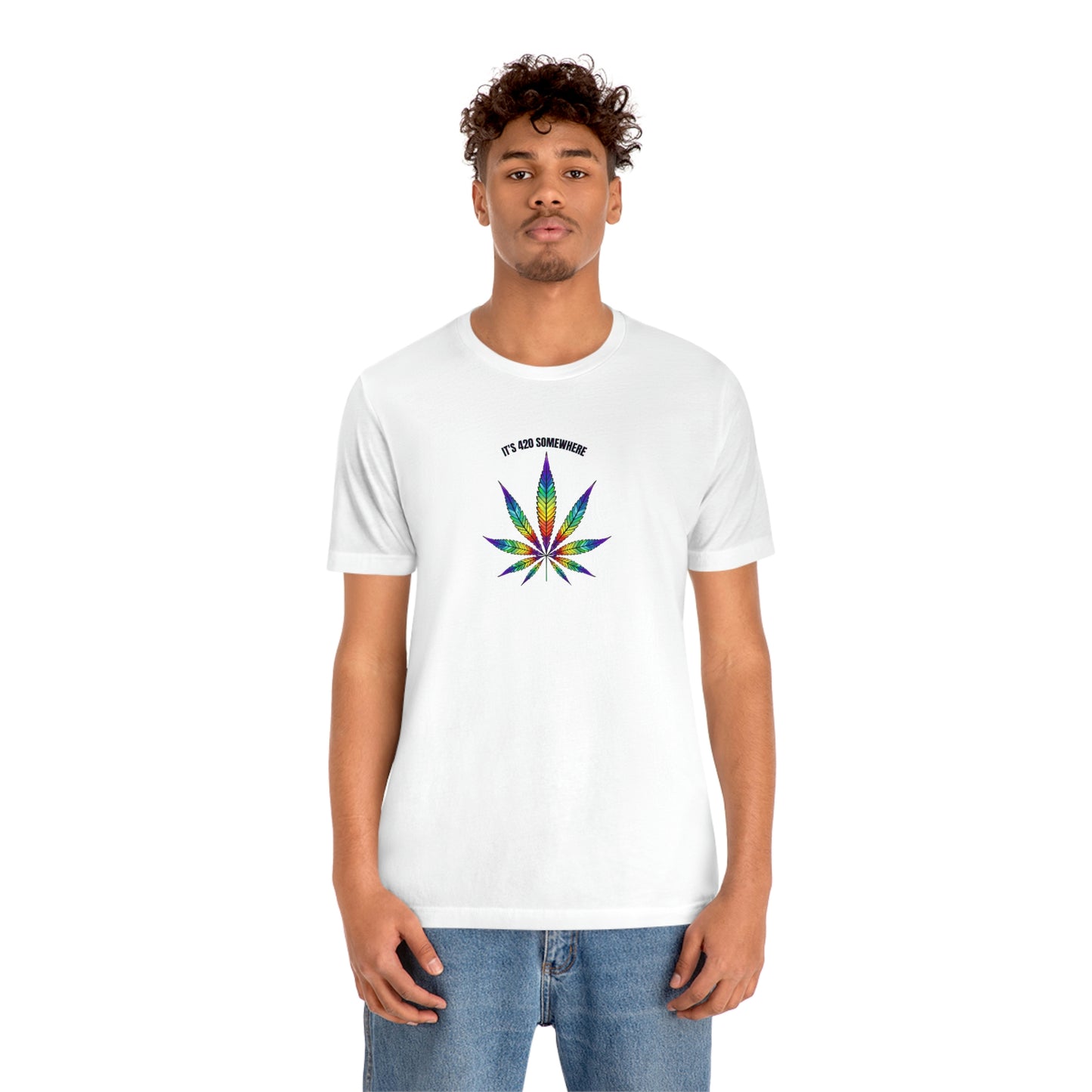 T-Shirt Bella + Canva It's 420 Somewhere Unisex Jersey Short Sleeve Tee Retro Weed Cannabis