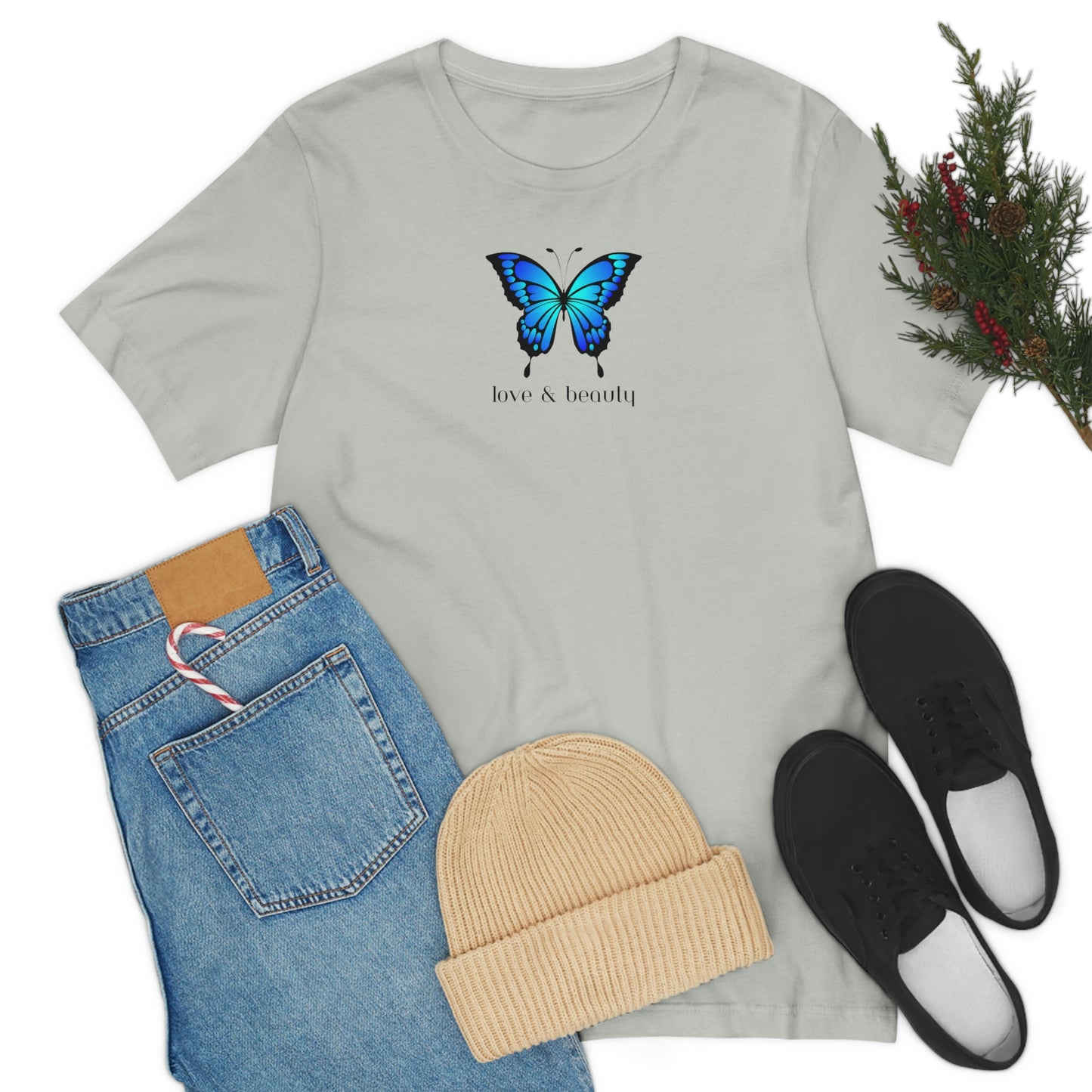 T-Shirt Bella + Canva Love Beauty Butterfly  Unisex Jersey Short Sleeve Tee Gift for Her Womens Girls