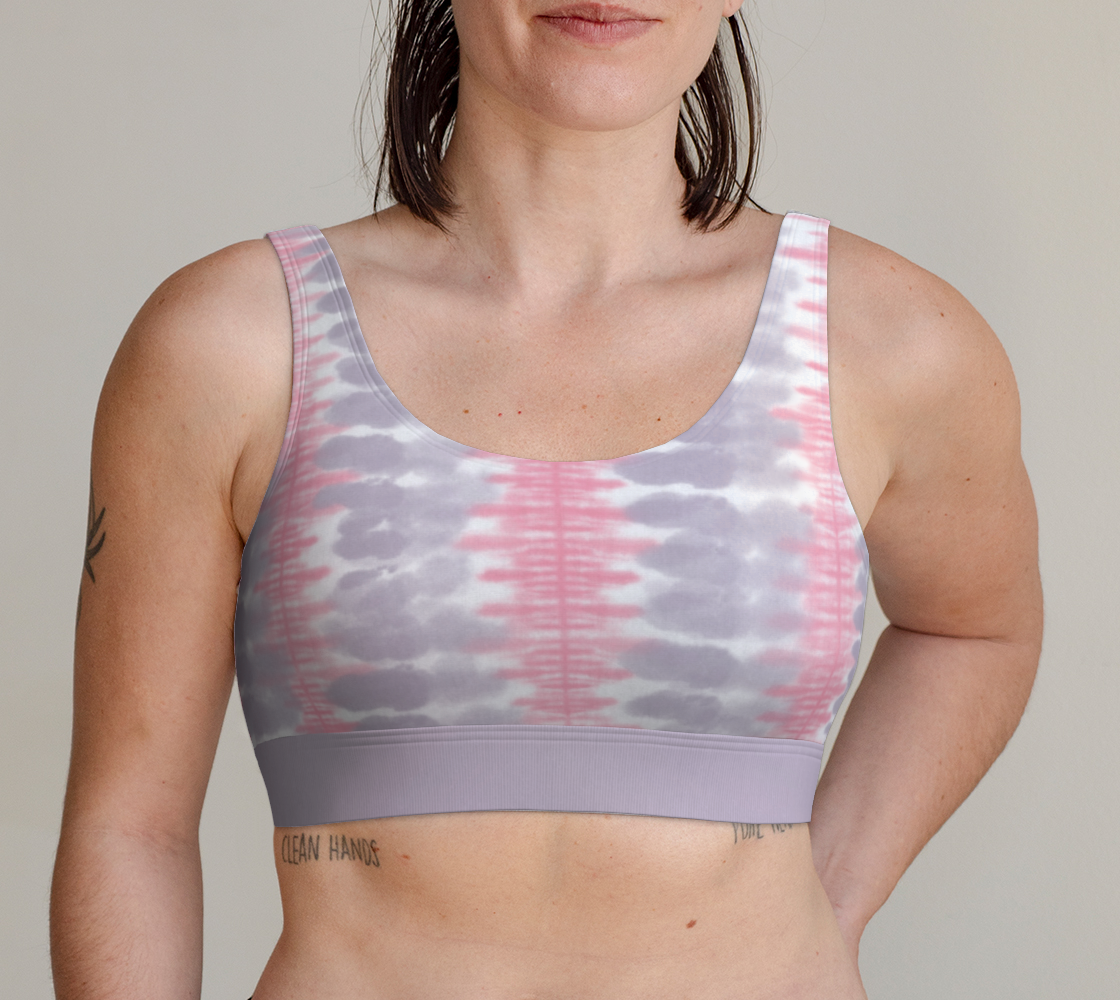 Sports Bra For Women Comfortable Purple Vertical Stripes Blend