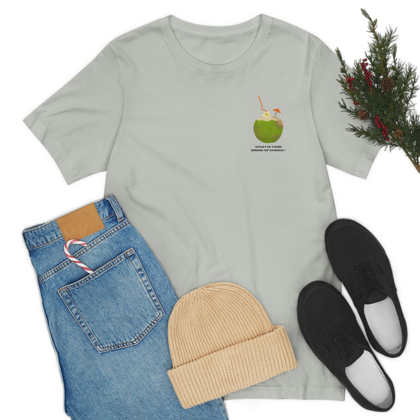 T-Shirt Bella + Canva Drink of Choice Coconut Unisex Jersey Short Sleeve Tee Tropical Vacation