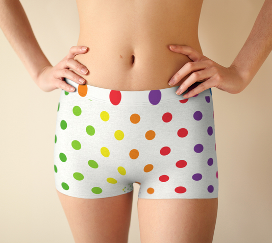 Boy Shorts Underwear Panties for Women Rainbow Polka Dots