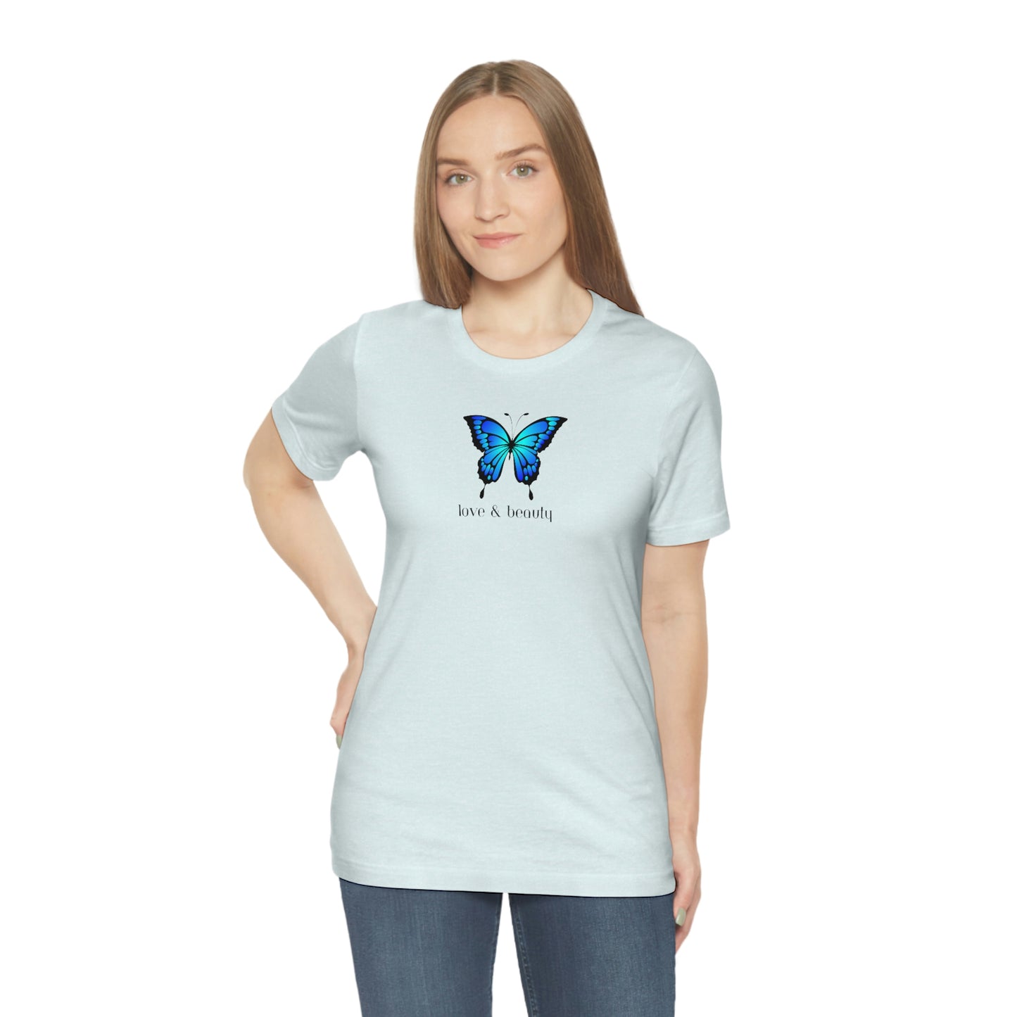 T-Shirt Bella + Canva Love Beauty Butterfly  Unisex Jersey Short Sleeve Tee Gift for Her Womens Girls