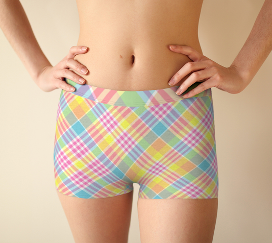 Boy Shorts Underwear Panties for Women Colorful Plaid Rainbow