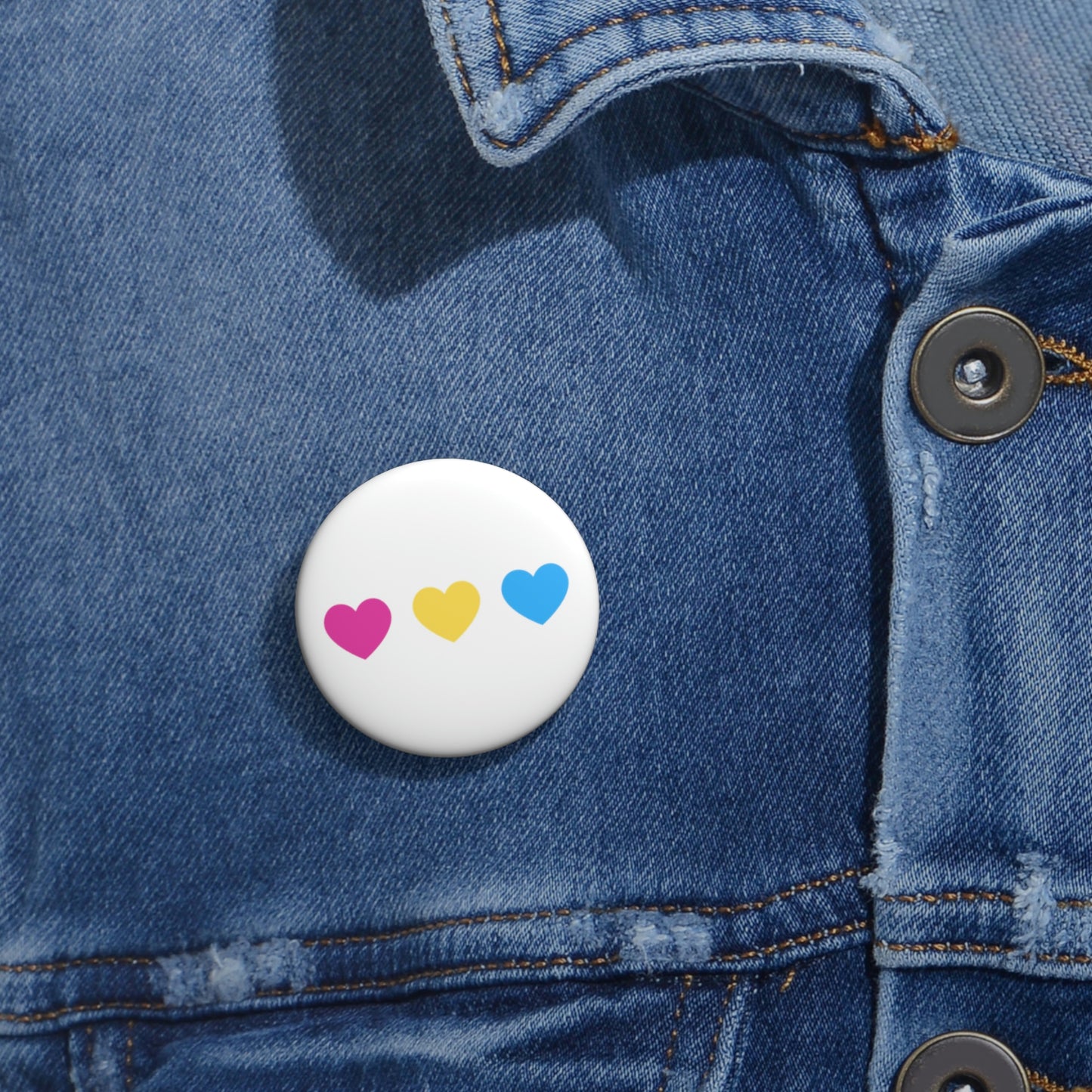Buttons Pin Hearts Pansexual Flag Colors