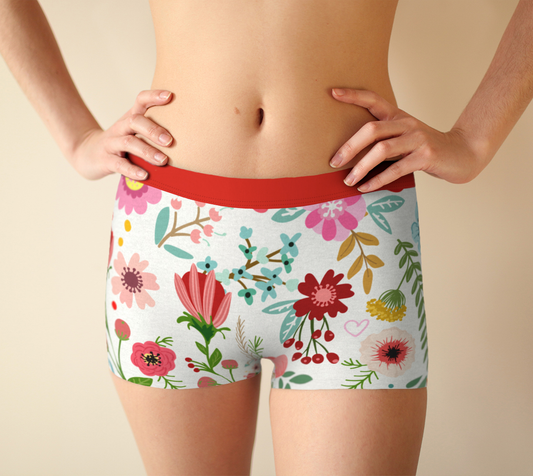 Boy Shorts Underwear Panties for Women Flowers Floral