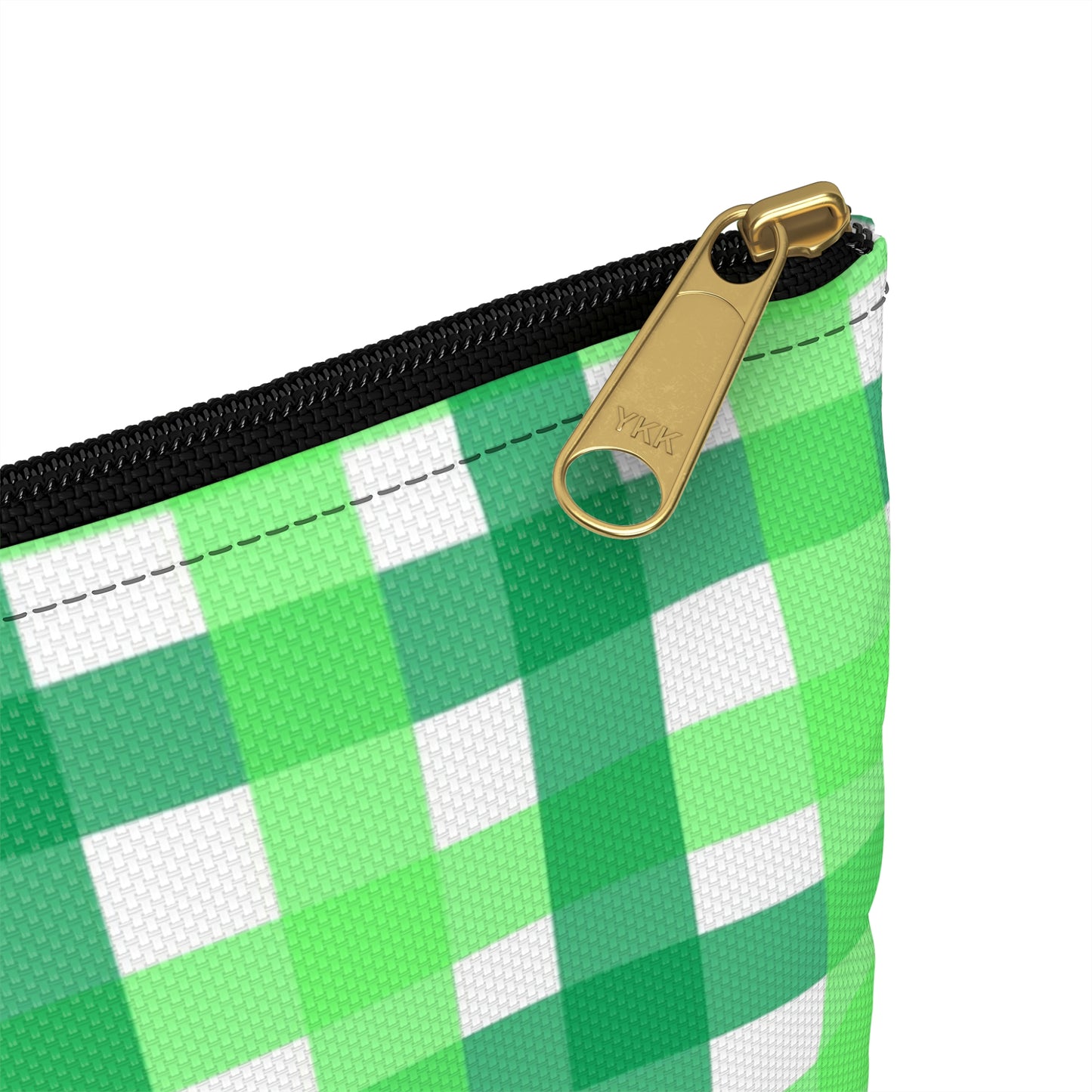 Accessory Pouch Travel Bag Make-up Cosmetic Green Plaid Squares