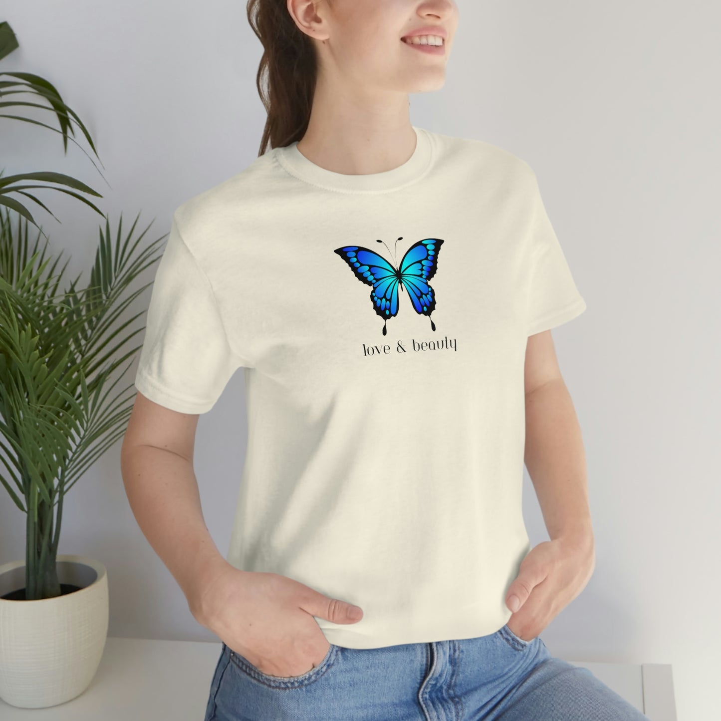 T-Shirt Bella + Canva Love Beauty Butterfly  Unisex Jersey Short Sleeve Tee Gift for Her Womens Girls