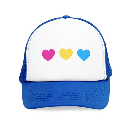 Trucker Hat Mesh Hat Unisex Hearts Yellow Pink Blue Colors They Them Theirs Womens Mens LGBTQIA+