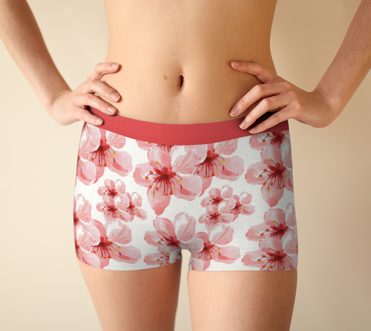 Boy Shorts Underwear Panties for Women Cherry Blossoms Boxer Briefs