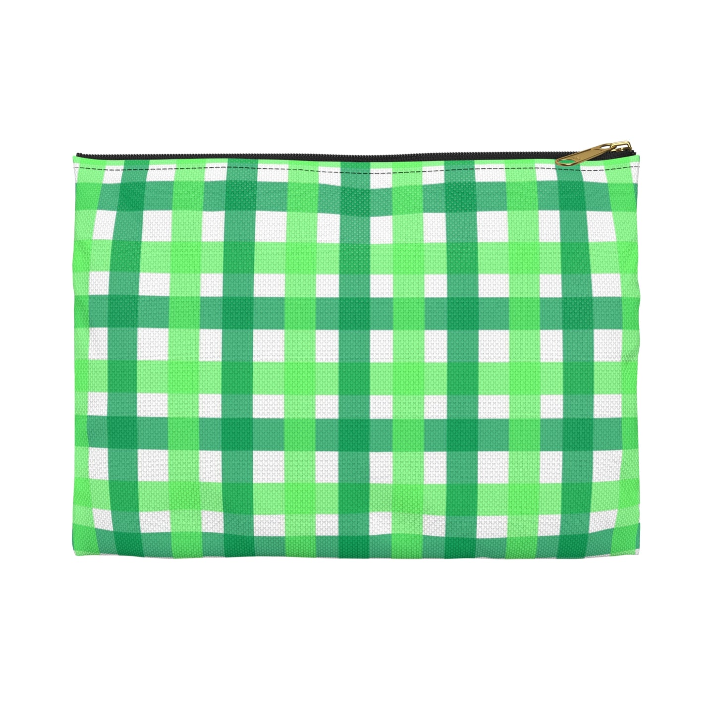 Accessory Pouch Travel Bag Make-up Cosmetic Green Plaid Squares