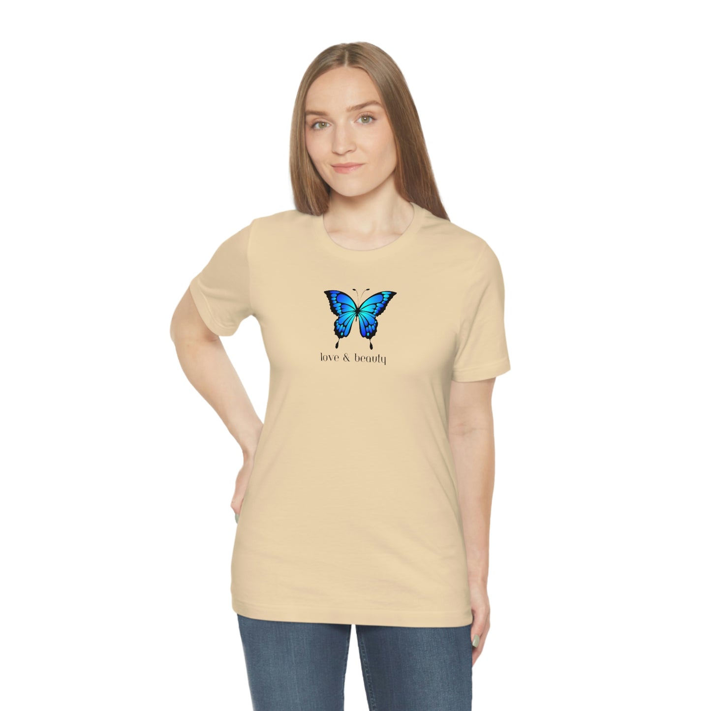 T-Shirt Bella + Canva Love Beauty Butterfly  Unisex Jersey Short Sleeve Tee Gift for Her Womens Girls